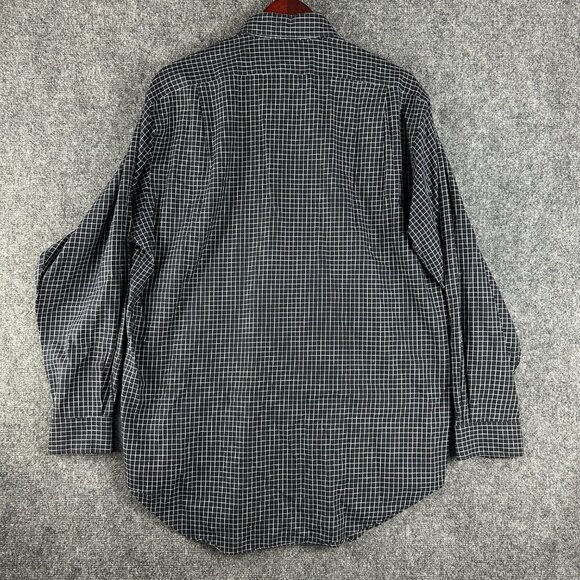 Polo Golf Shirt Mens Medium Lofting Button Up Navy Blue White Cotton Long Sleeve - Picture 7 of 8